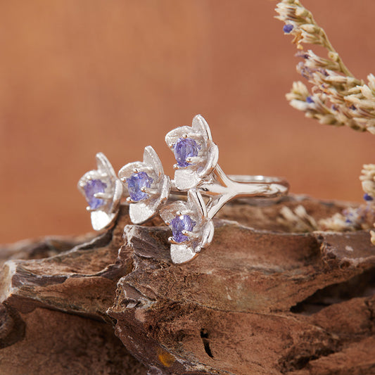 925 Silver Tanzania Flower Ring