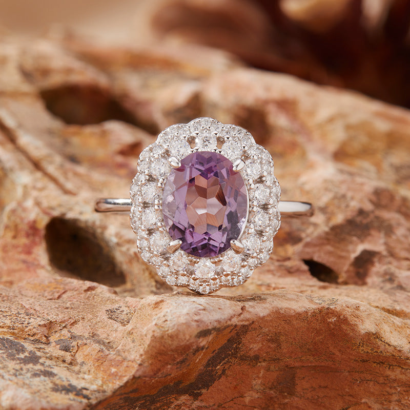 925 Silver The Shiny Flower Ring with Amethyst/Citrine/Blue Topaz