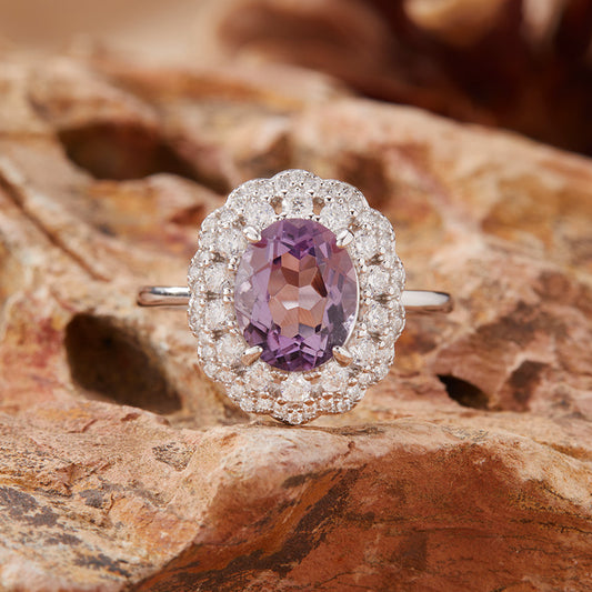 925 Silver The Shiny Flower Ring with Amethyst/Citrine/Blue Topaz