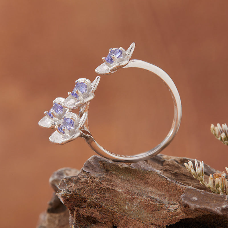 925 Silver Tanzania Flower Ring