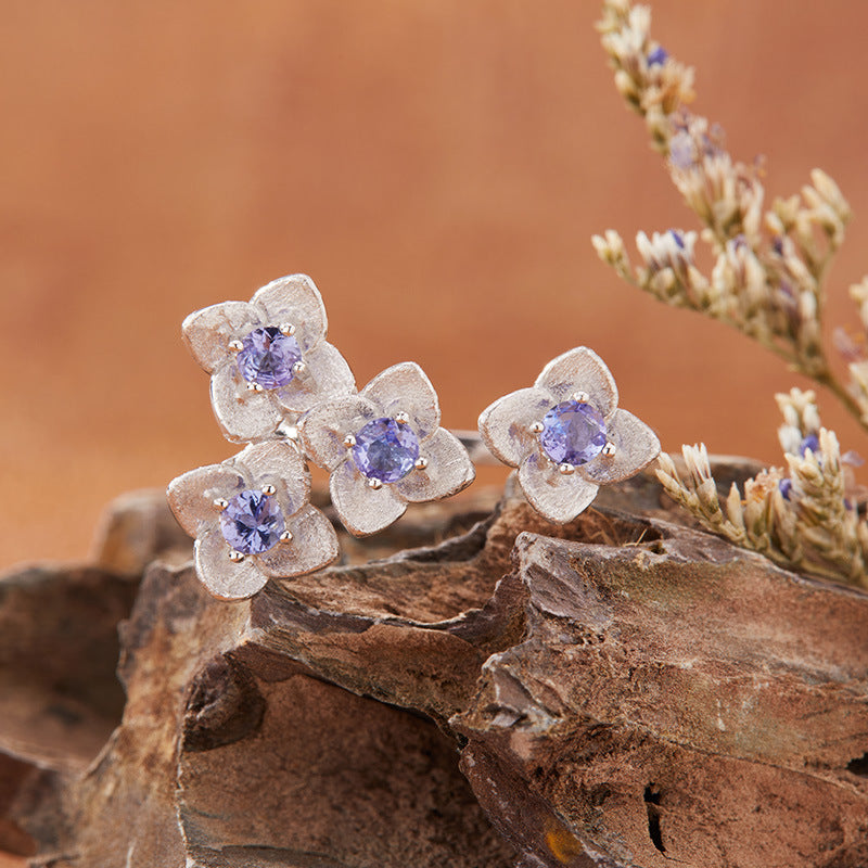 925 Silver Tanzania Flower Ring
