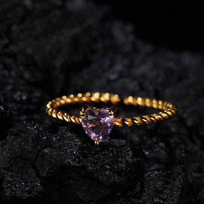 925 Silver Love Rope Ring - Amethyst/Garnet/Blue Topaz/Diopside