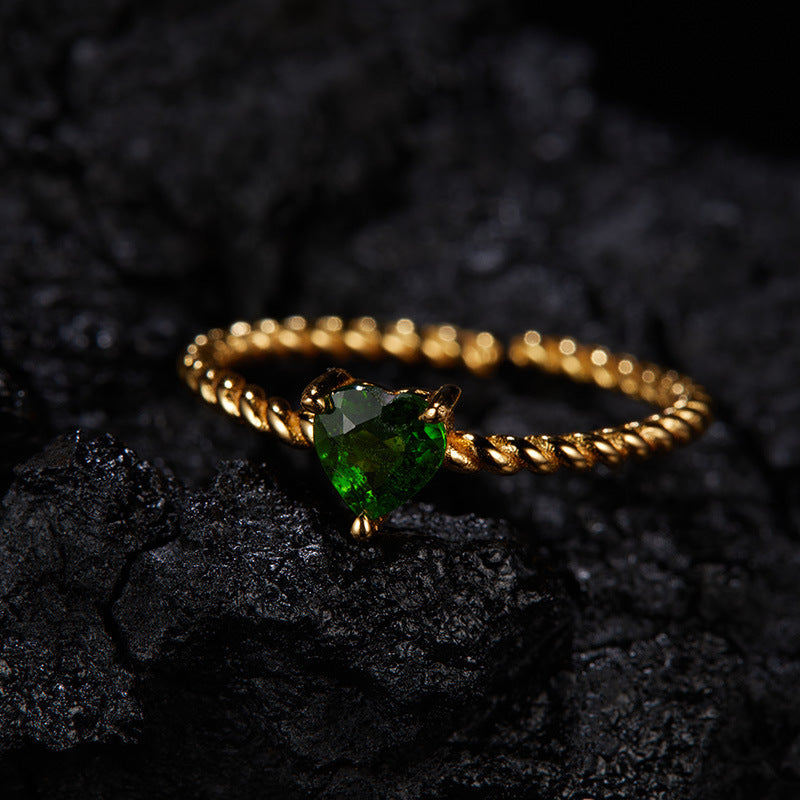 925 Silver Love Rope Ring - Amethyst/Garnet/Blue Topaz/Diopside