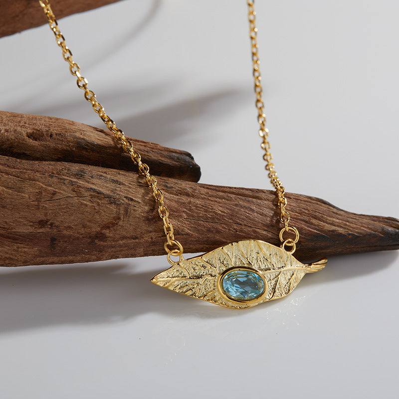 925 Silver Leaf Jewelry Set Necklace/Ring/Earrings/Bracelet - Garnet/Blue Topaz/Peridot