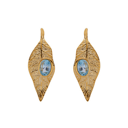 925 Silver Leaf Jewelry Set Necklace/Ring/Earrings/Bracelet - Garnet/Blue Topaz/Peridot