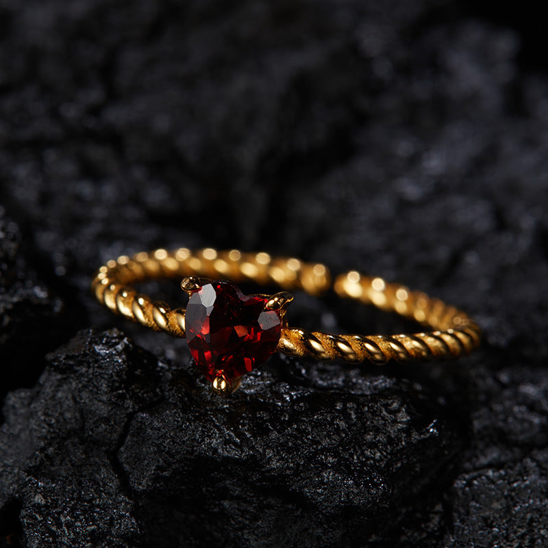925 Silver Love Rope Ring - Amethyst/Garnet/Blue Topaz/Diopside