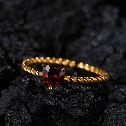 925 Silver Love Rope Ring - Amethyst/Garnet/Blue Topaz/Diopside