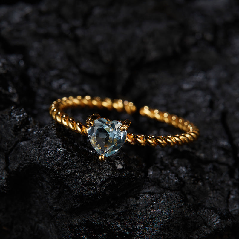 925 Silver Love Rope Ring - Amethyst/Garnet/Blue Topaz/Diopside