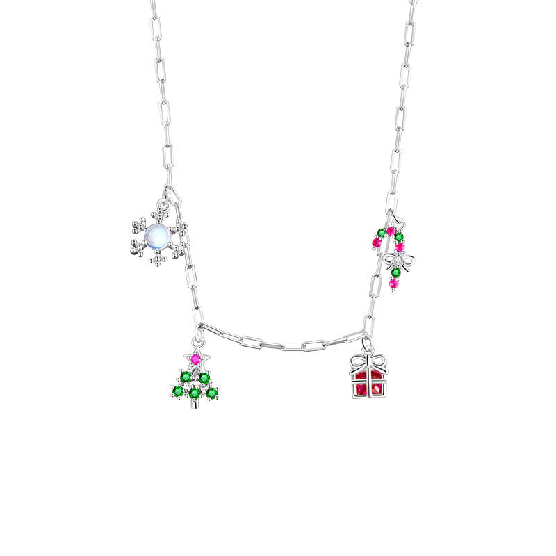 Christmas Jewelry Set Tree Gift Snow Candy Cane Pendant Necklace Bracelet