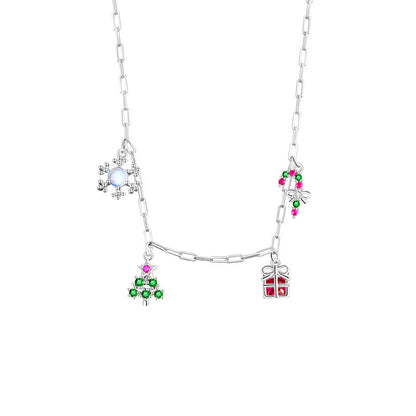 Christmas Jewelry Set Tree Gift Snow Candy Cane Pendant Necklace Bracelet