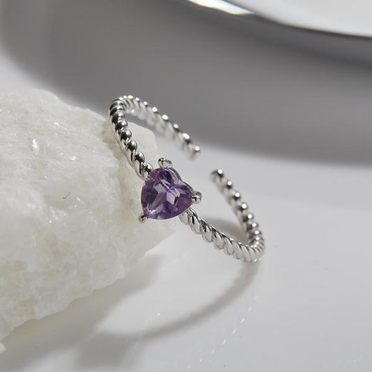 925 Silver Love Rope Ring - Amethyst/Garnet/Blue Topaz/Diopside