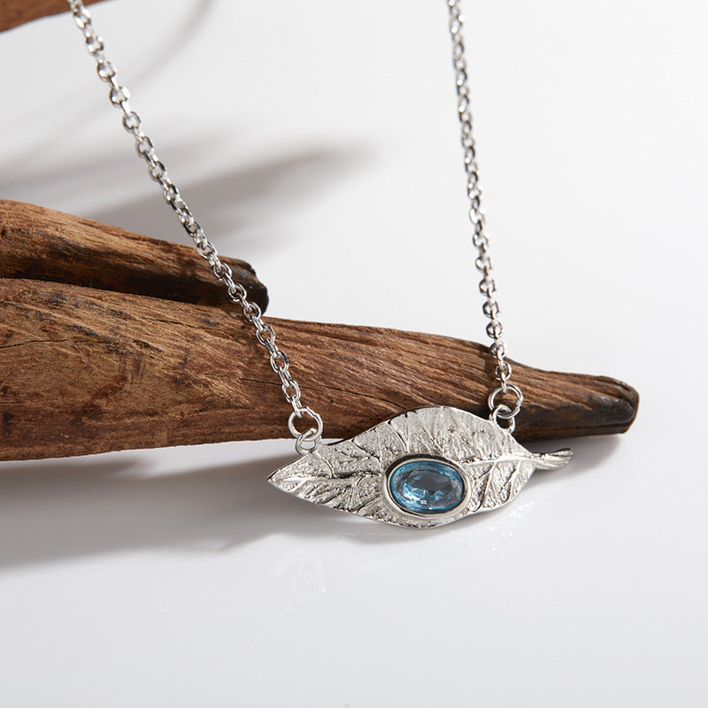 925 Silver Leaf Jewelry Set Necklace/Ring/Earrings/Bracelet - Garnet/Blue Topaz/Peridot