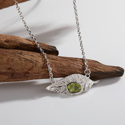 925 Silver Leaf Jewelry Set Necklace/Ring/Earrings/Bracelet - Garnet/Blue Topaz/Peridot