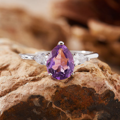 925 Silver Waterdrop Ring - Citrine/Garnet/Amethyst/Blue Topaz