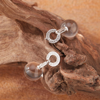 925 Silver Round Rock Crystal Earrings